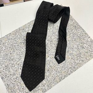 GIORGIO ARMANI Made in Italy Black Argyle Dotted Silk‎ Blend Mens Necktie